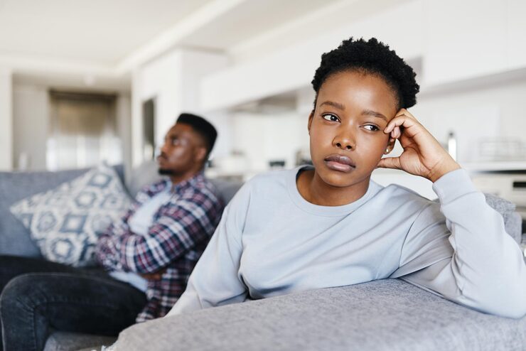 couples who has been fighting and they both contemplating divorce ..the wife is wondering what will become of their children if the divorce happens 